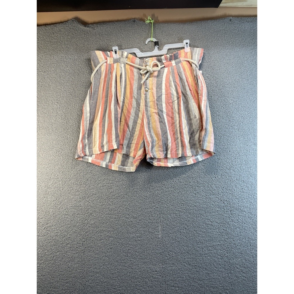 Like An Angel Belted‎ Shorts Striped Linen Rayon 3x